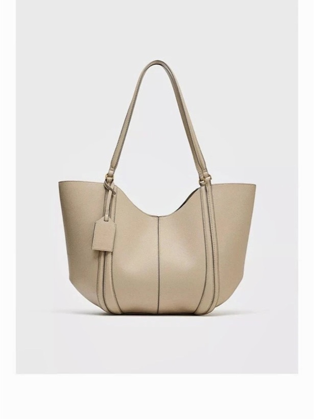 Zara Maxi Shopper Bag Beige Tote Bag
